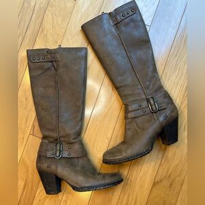 Born Dark Brown Leather Heeled Boots